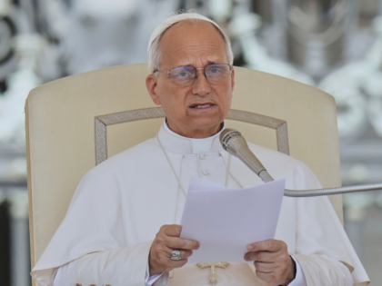 Pope Leo XIV delivers his speech during his weekly general audience in St. Peter's Square