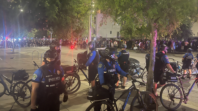 Austin Police attempt to disperse protesters, Photo by Randy Clark Breitbart Texas