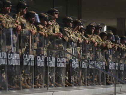 California National Guard are positioned at the Federal Building on Tuesday, June 10, 2025