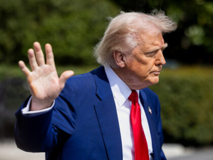 US President Donald Trump on the South Lawn of the White House before boarding Marine One