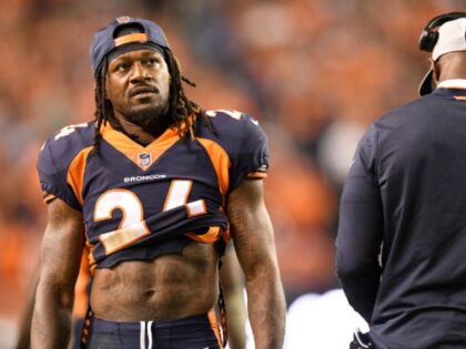 DENVER, CO - OCTOBER 1: Adam Jones (24) of the Denver Broncos while trailing 27-23 during