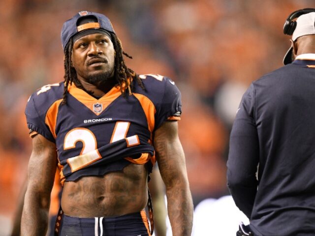 Eric Lutzens_The Denver Post via Getty Images DENVER, CO - OCTOBER 1: Adam Jones (24) of the Denver Broncos while trailing 27-23 during