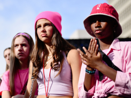 LOS ANGELES, CALIFORNIA - JANUARY 18: Activists participate in the 4th annual Women's Marc
