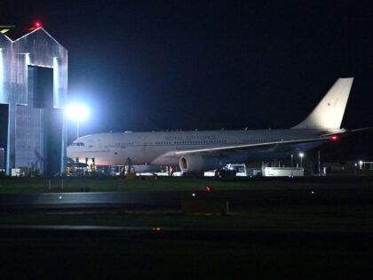 An RAF Airbus KC2 Voyager aircraft, believed to be carrying passengers repatriated from Af
