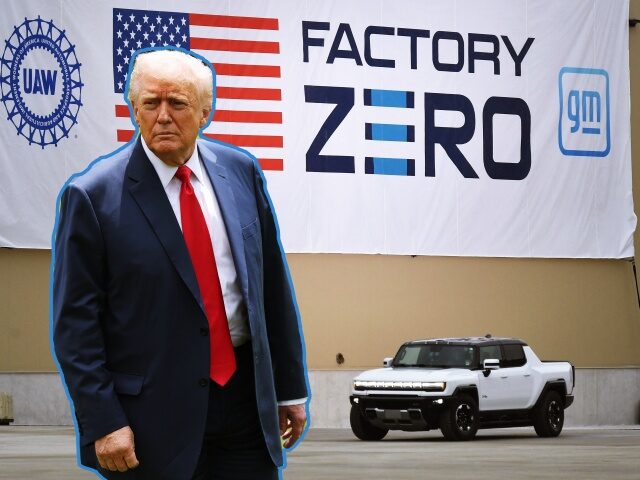 US-POLITICS-BIDEN-AUTOMOBILE-ENVIRONMENT-GM-ENERGY US President Joe Biden test drives a GMC Hummer EV as he tours the General Motors Factory