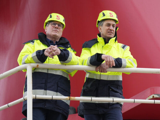 HOLYHEAD, WALES - MARCH 25: Labour leader Sir Keir Starmer (L) and Shadow Energy Secretary