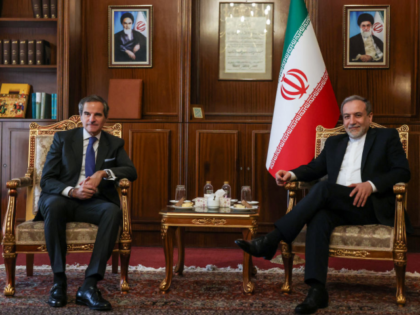 Iran's Foreign Minister Abbas Araghchi (R) and International Atomic Energy Agency (IAEA) D