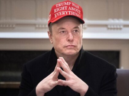 TOPSHOT - Elon Musk looks on during a Cabinet Meeting in the Cabinet Room of the White Hou