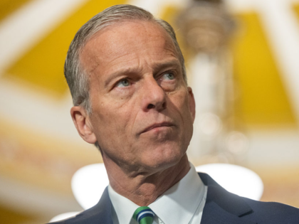 WASHINGTON, DC, UNITED STATES - MAY 6: Senate Majority Leader John Thune (R-SD) speaks at