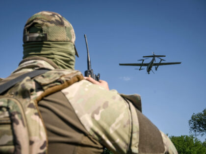 A serviceman of an unmanned aerial complex unit of the Striletskyi Special Forces Police B