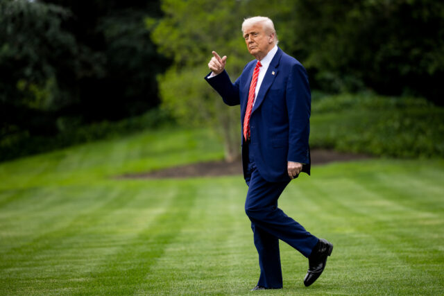 President Trump Departs White House For Pennsylvania US President Donald Trump walks on the South Lawn of the White House before boarding Marin