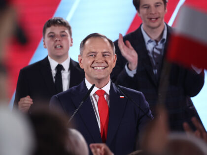 WARSAW, POLAND - JUNE 1: Supported by Law and Justice party candidate for the President of
