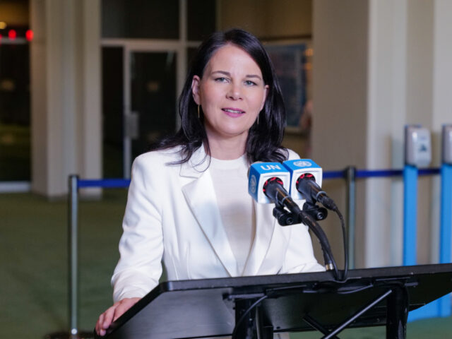 NEW YORK, NY - JUNE 02: German Federal Minister for Foreign Affairs Annalena Baerbock addr