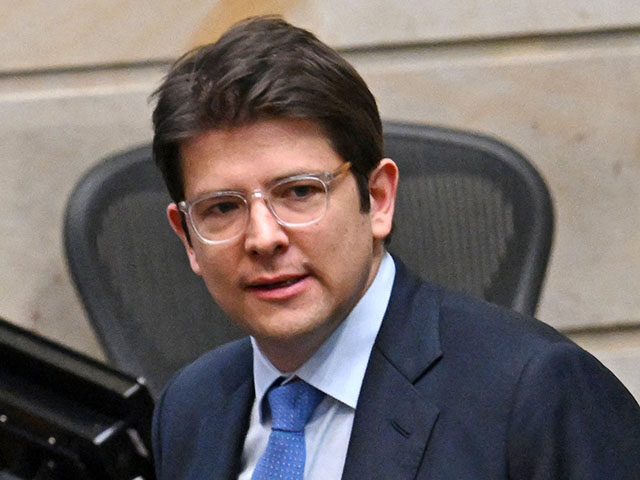 Senator Miguel Uribe Turbay looks on after the Senate voted against the government labor r