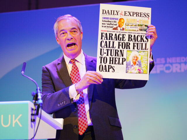 Reform UK leader Nigel Farage speaks during a press conference in Port Talbot, Wales. Pict