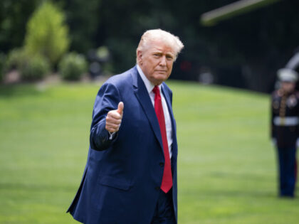 UNITED STATES - JUNE 9: President Donald Trump arrives to South Lawn of the White House fr