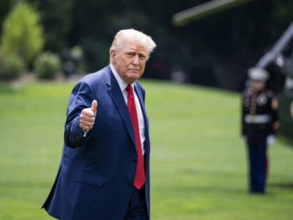 UNITED STATES - JUNE 9: President Donald Trump arrives to South Lawn of the White House fr