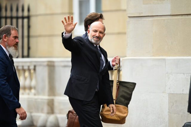 Howard Lutnick, US commerce secretary, arrives for trade talks at Lancaster House in Londo