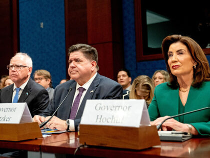 Tim Walz, governor of Minnesota, from left, J.B. Pritzker, governor of Illinois, and Kathy