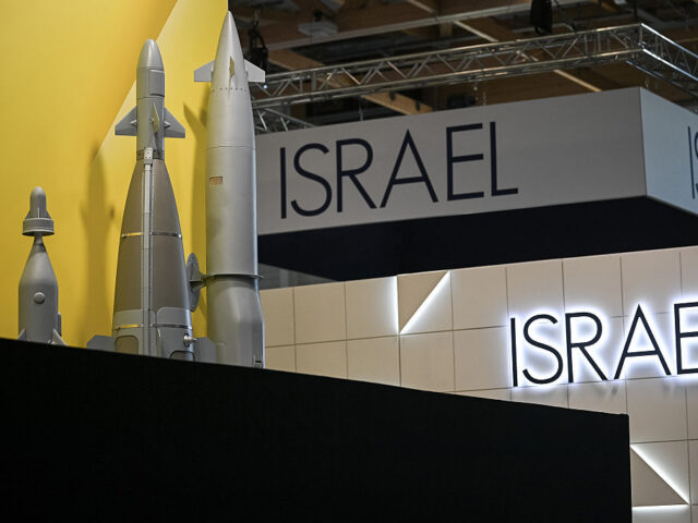 Air-to-surface weapons by Elbit Systems Ltd. in a closed-off section of the Israel pavilio
