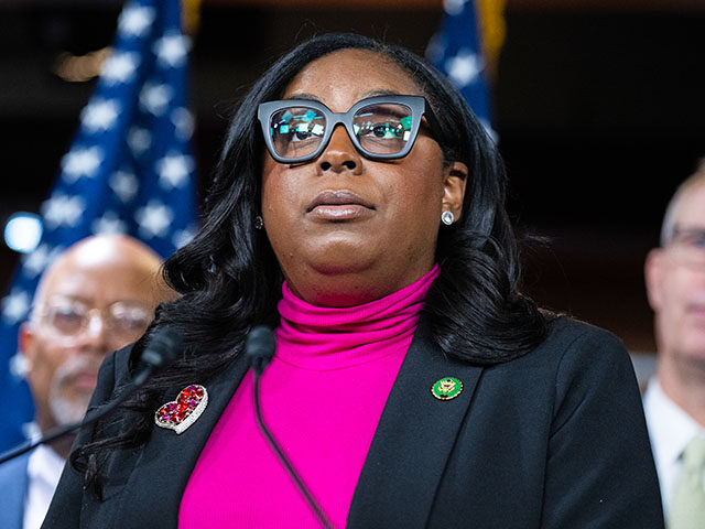 Rep. LaMonica McIver, D-N.J., speaks during a news conference with the Congressional Progr