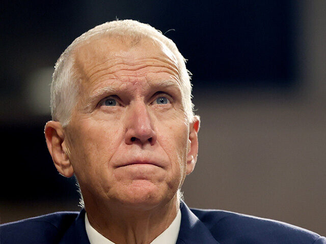 Senator Thom Tillis, a Republican from North Carolina, during a Senate Armed Services Comm