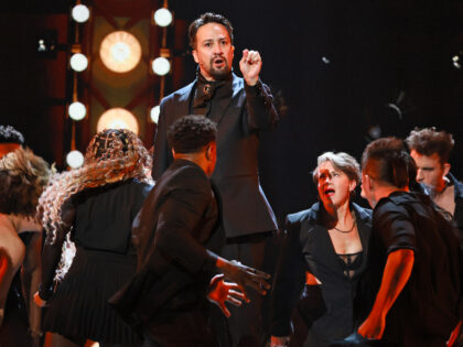 NEW YORK, NEW YORK - JUNE 08: Lin-Manuel Miranda and the cast of "Hamilton" perf