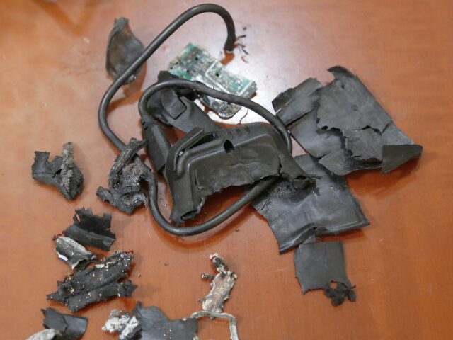 Hezbollah pager attack A photo taken on September 18, 2024, in Beirut's southern suburbs shows the remains o