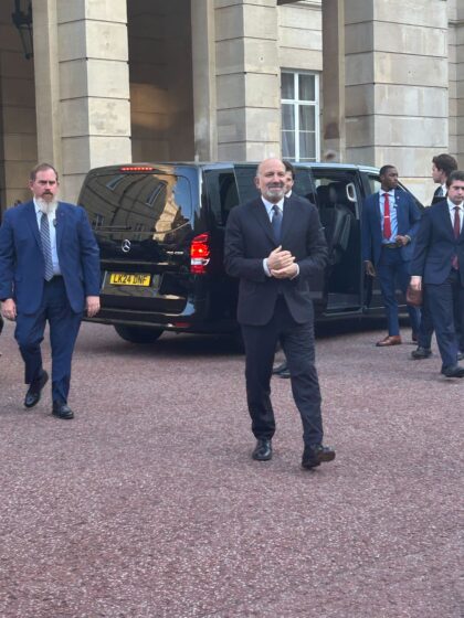 Commerce Secretary Howard Lutnick at Lancaster House in London for trade talks with China.