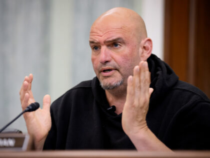 Sen. John Fetterman (D-PA) speaks during a Senate Transportation Committee hearing to exam