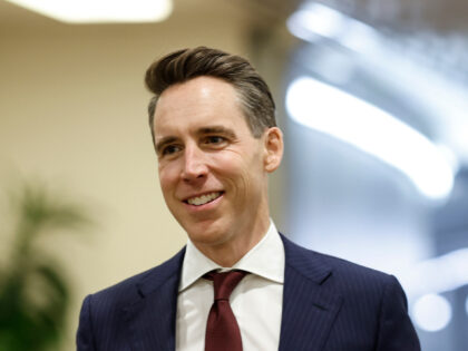 WASHINGTON, DC - NOVEMBER 16: Sen. Josh Hawley (R-MO) walks through the Senate Subway to p