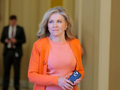 WASHINGTON, DC - JUNE 16: U.S. Sen. Marsha Blackburn (R-TN) walks through the U.S.Capitol