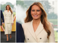Fashion Notes: First Lady Melania Trump Attends Army Parade in Adam Lippes Suit, Christian Loubouti