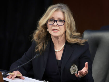 Sen. Marsha Blackburn (R-TN) speaks during a Senate Judiciary Committee business meeting t
