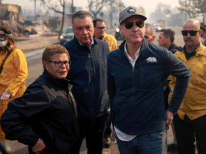 California Governor Gavin Newsom and Los Angeles Mayor Karen Bass tour the downtown busine