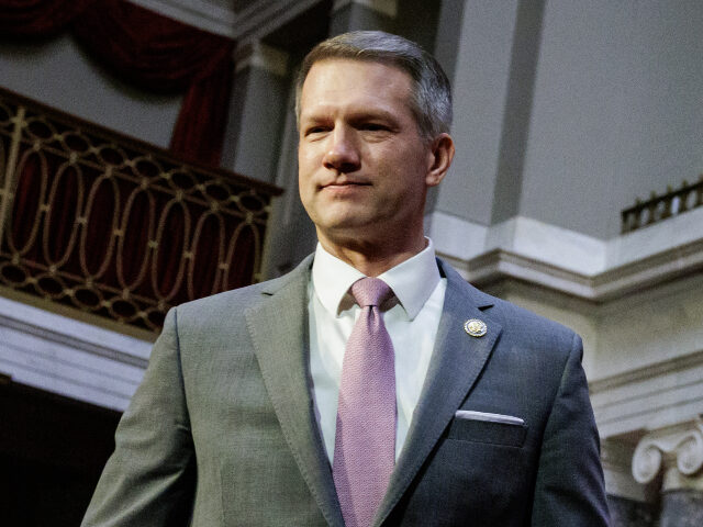 U.S. Rep. Riley Moore (R-WV) following the ceremonial swearing in of U.S. Senator Jim Just