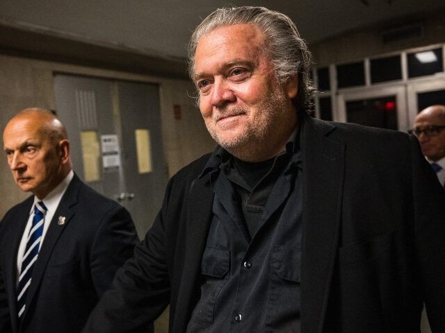 Steve Bannon flashes a smile