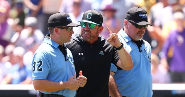 Coastal Carolina Manager Kevin Schnall Ejected in CWS Final