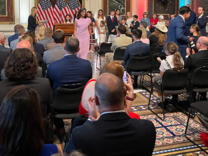 Second Lady Usha Vance after delivering remarks at the unveiling of the “Road to Liberty