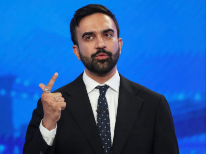Democratic mayoral candidate Zohran Mamdani speaks during a Democratic mayoral primary deb