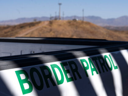 A US Border Patrol truck near the Nogales-Mariposa port of entry on the US-Mexico border i