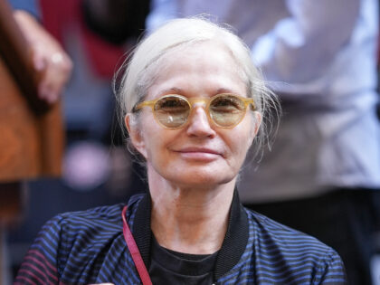 NEW YORK, NEW YORK - SEPTEMBER 14: Ellen Barkin joins SAG-AFTRA and WGA members on strike