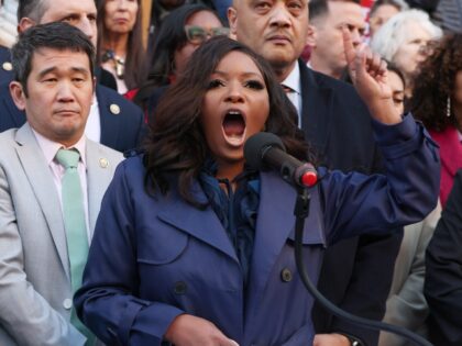 WASHINGTON, DC - FEBRUARY 04: U.S. Rep. Jasmine Crockett (D-TX) speaks during the We Choos