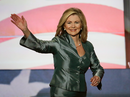 FILE--In this file photo from Tuesday, July 19, 2016, Rep. Marsha Blackburn, R-Tenn., wave