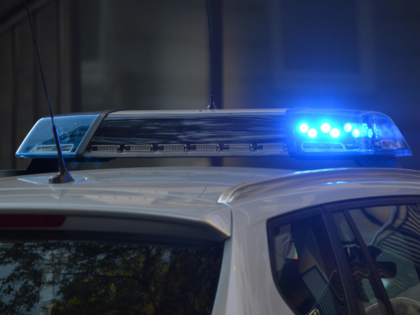 Vehicle Blue Emergency Light Turned on