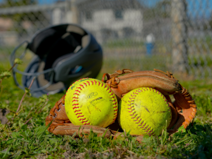 Balls on Glove on Grass