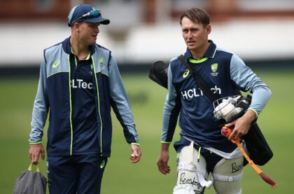 Australia's Marnus Labuschagne (R) is set to open for the first time in Tests during this