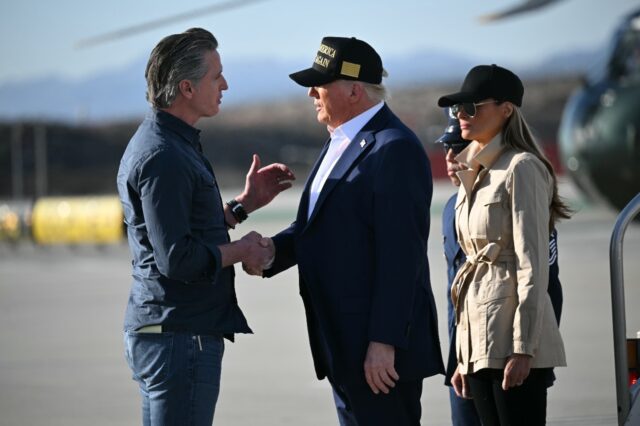 California Governor Gavin Newsom (left) spent the weekend attacking US President Donald Tr