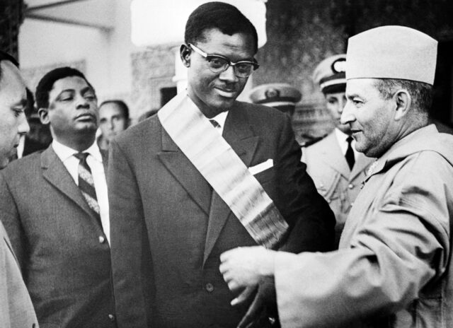 Congolese leader Patrice Lumumba, seen receiving a decoration from Morocco's King Mohammed