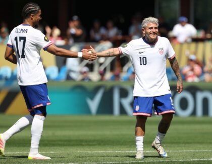 Diego Luna #10 and Malik Tillman #17 were influential in the USA's 5-0 win over Trinidad a
